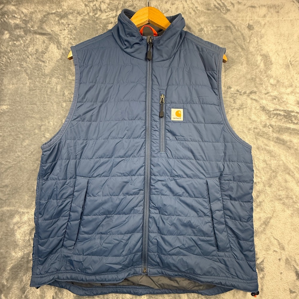 Carhartt Vest Gilliam Rain Defender Men's L Blue Zip Jacket Quilted Insulated